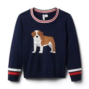 NWT Janie and Jack Bulldog Print Knit Sweater